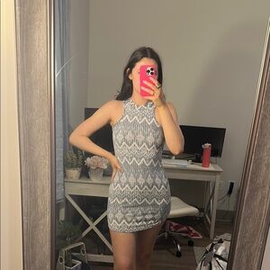 Elegant Gray Patterned Dress